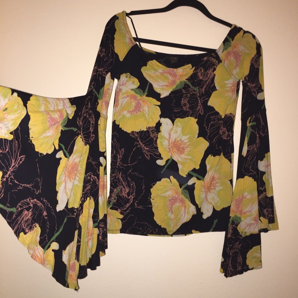 Bell sleeve off the shoulder top